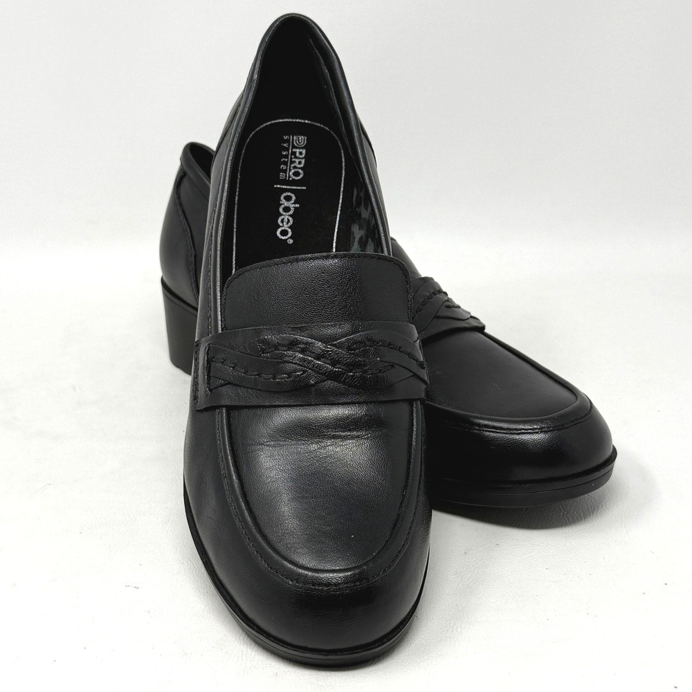 Abeo Women Jade Black Chunky Loafer 8 Leather Tailored Preppy Office Academia